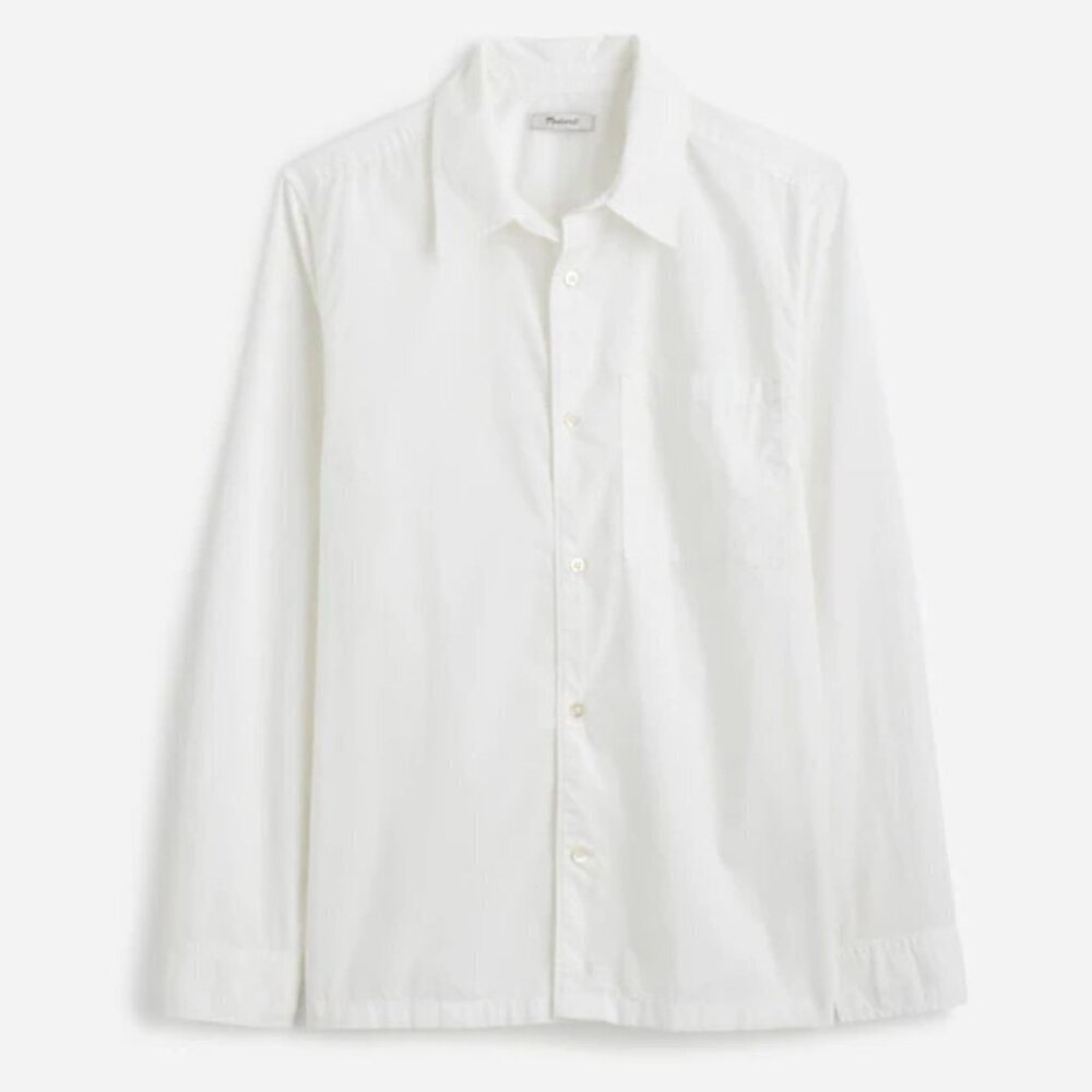 NEW Madewell White Straight-Hem Cotton Button-Up Shirt - Size: Medium - Picture 9 of 13